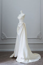 Unique Mermaid Strapless Long Wedding Dress With Short Sleeves Brides Dresses