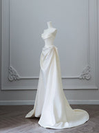 Unique Mermaid Strapless Long Wedding Dress With Short Sleeves Brides Dresses