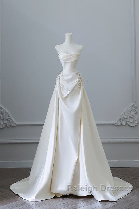 Unique Mermaid Strapless Long Wedding Dresses With Short Sleeves Brides Dress