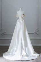 Unique Mermaid Strapless Long Wedding Dresses With Short Sleeves Brides Dress