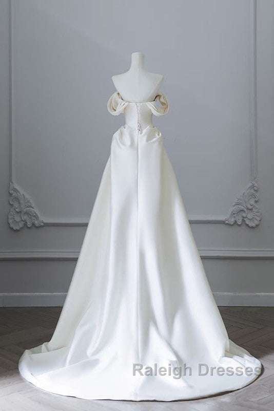 Unique Mermaid Strapless Long Wedding Dresses With Short Sleeves Brides Dress