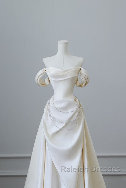 Unique Mermaid Strapless Long Wedding Dresses With Short Sleeves Brides Dress