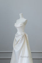 Unique Mermaid Strapless Long Wedding Dresses With Short Sleeves Brides Dress