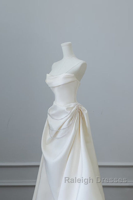 Unique Mermaid Strapless Long Wedding Dresses With Short Sleeves Brides Dress