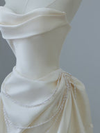 Unique Mermaid Strapless Long Wedding Dress With Short Sleeves Brides Dresses