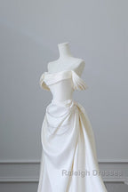 Unique Mermaid Strapless Long Wedding Dresses With Short Sleeves Brides Dress