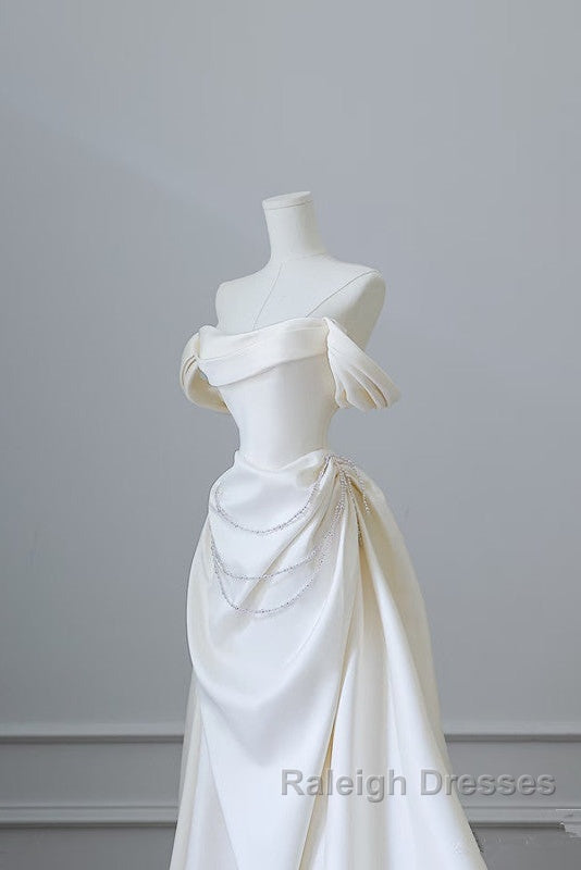 Unique Mermaid Strapless Long Wedding Dresses With Short Sleeves Brides Dress