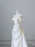 Unique Mermaid Strapless Long Wedding Dress With Short Sleeves Brides Dresses