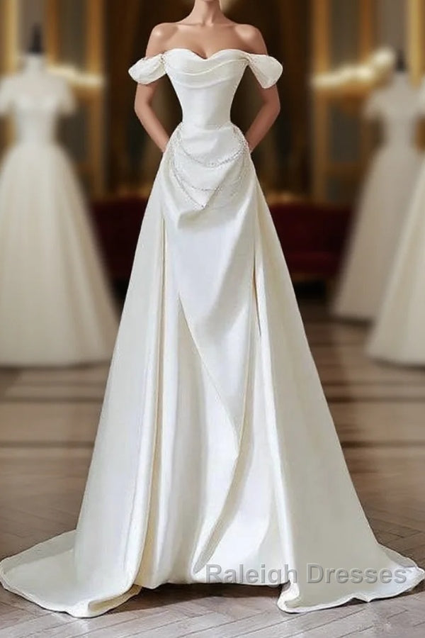 Unique Mermaid Strapless Long Wedding Dresses With Short Sleeves Brides Dress Main image