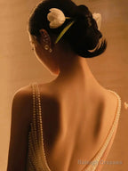 Unique Mermaid Straps Backless Pearls Pleats White Satin Ruffles Wedding Dresses