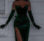 Unique Mermaid Sweetheart Dark Green Prom Dresses Long With Gloves