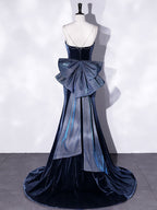 Unique Mermaid Velvet Long Formal Prom Dress, Velvet Formal Prom Dress
