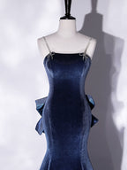 Unique Mermaid Velvet Long Formal Prom Dress, Velvet Formal Prom Dress