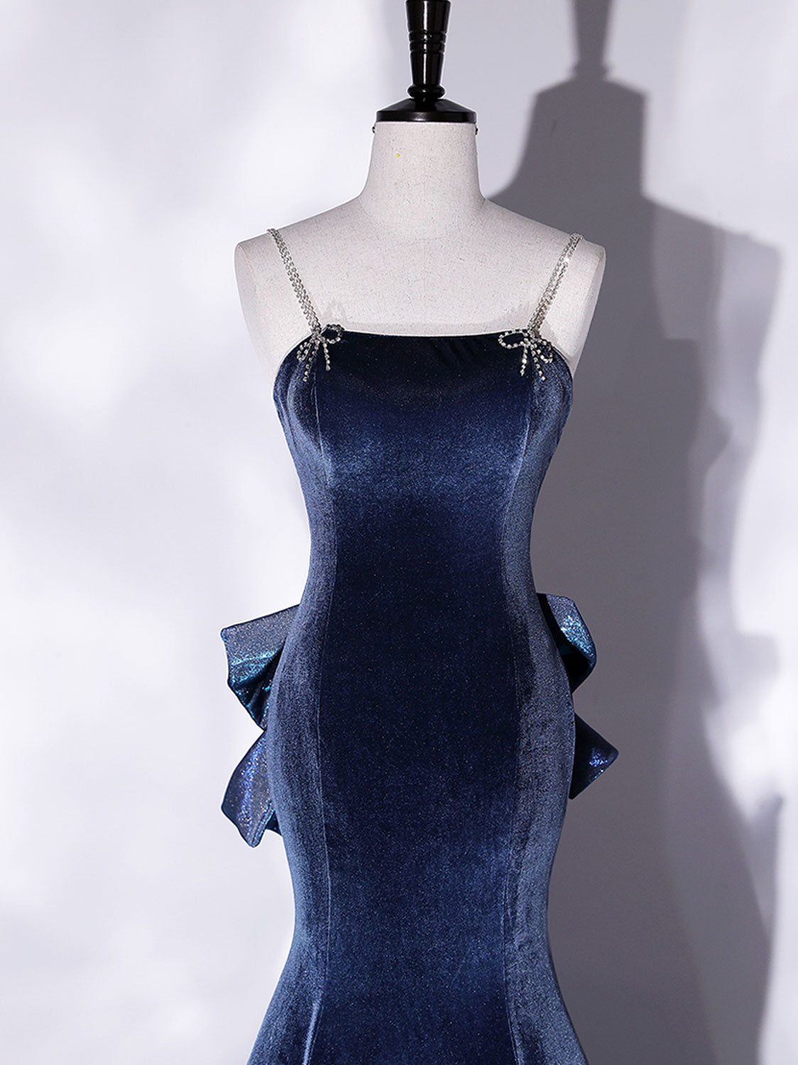 Unique Mermaid Velvet Long Formal Prom Dress, Velvet Formal Prom Dress