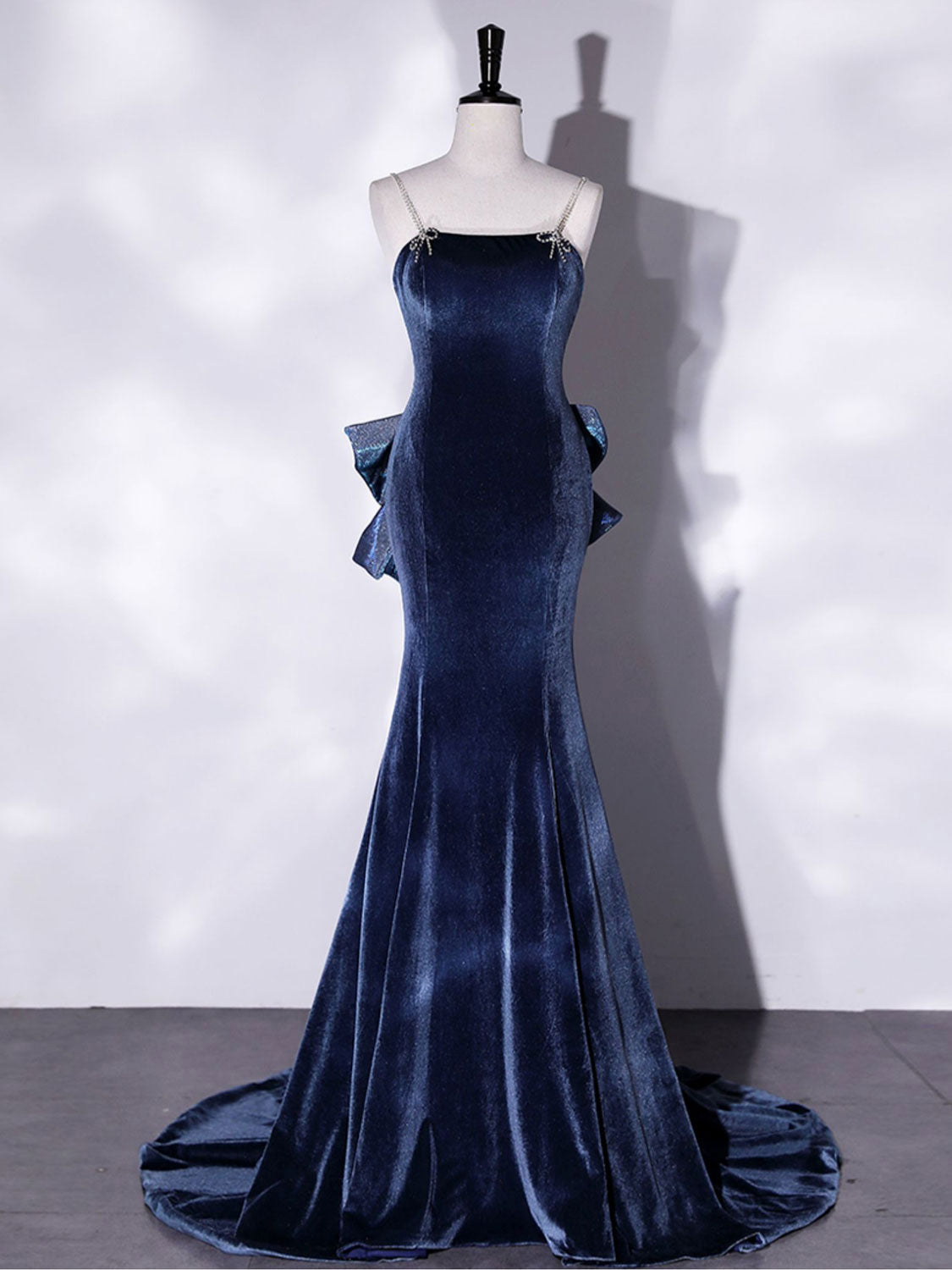 Unique Mermaid Velvet Long Formal Prom Dress, Velvet Formal Prom Dress Main image