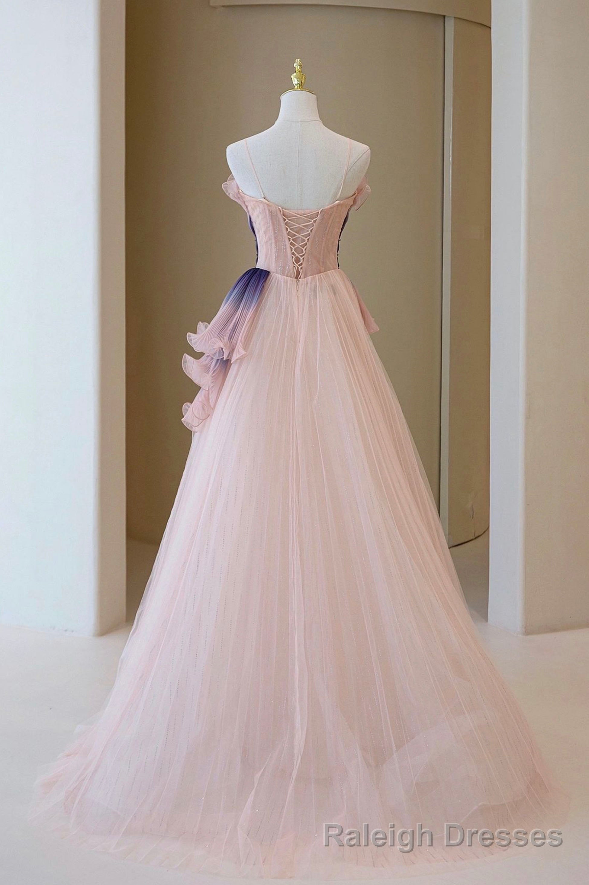 Unique Pink Gradient Long Prom Dress, A Line Strapless Prom Prom Dress Secondary image