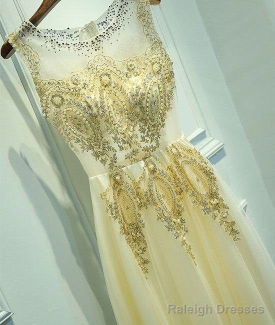 Unique Round Neck Lace Tulle Long Prom Dresseses Secondary image