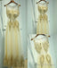 Unique Round Neck Lace Tulle Long Prom Dresseses