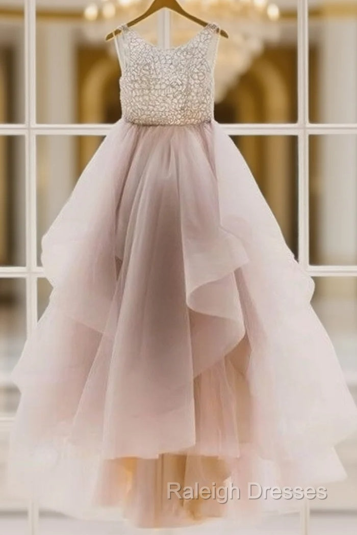 Unique Round Neck Sequin Tulle Long Prom Gown Prom Dresses Wedding Dresses Main image