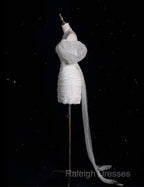 Unique Sheath Off The Shoulder Sequin Short Sleeves White Wedding Dresses Brides Dress