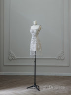 Unique Sheath Spaghetti Straps Silver Wedding Dresses Brides Dress