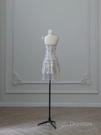 Unique Sheath Spaghetti Straps Silver Wedding Dresses Brides Dress