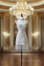 Unique Sheath Spaghetti Straps Silver Wedding Dresses Brides Dress