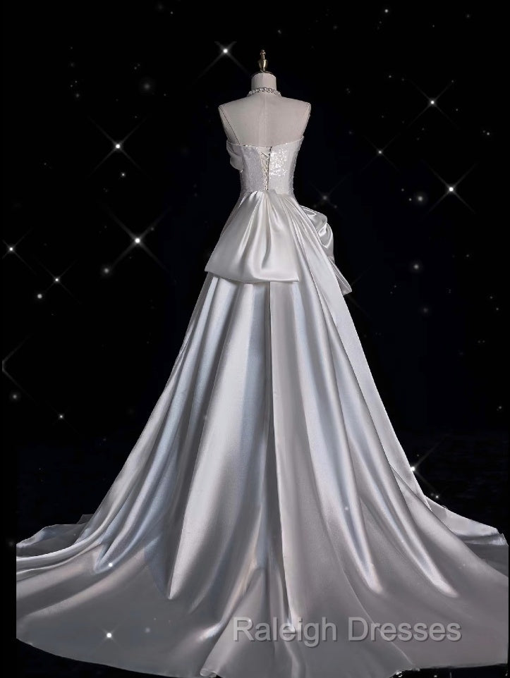Unique Sheath Strapless Sequin Short White Wedding Dress Brides Dresses
