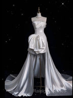 Unique Sheath Strapless Sequin Short White Wedding Dress Brides Dresses