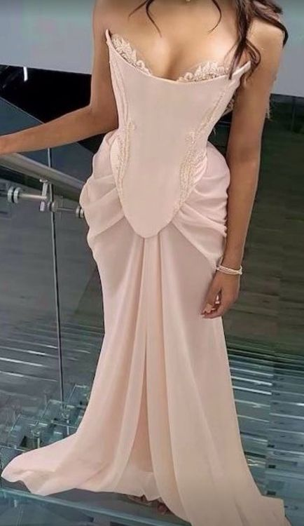 Unique Strapless A-Line Pink Prom Dresses