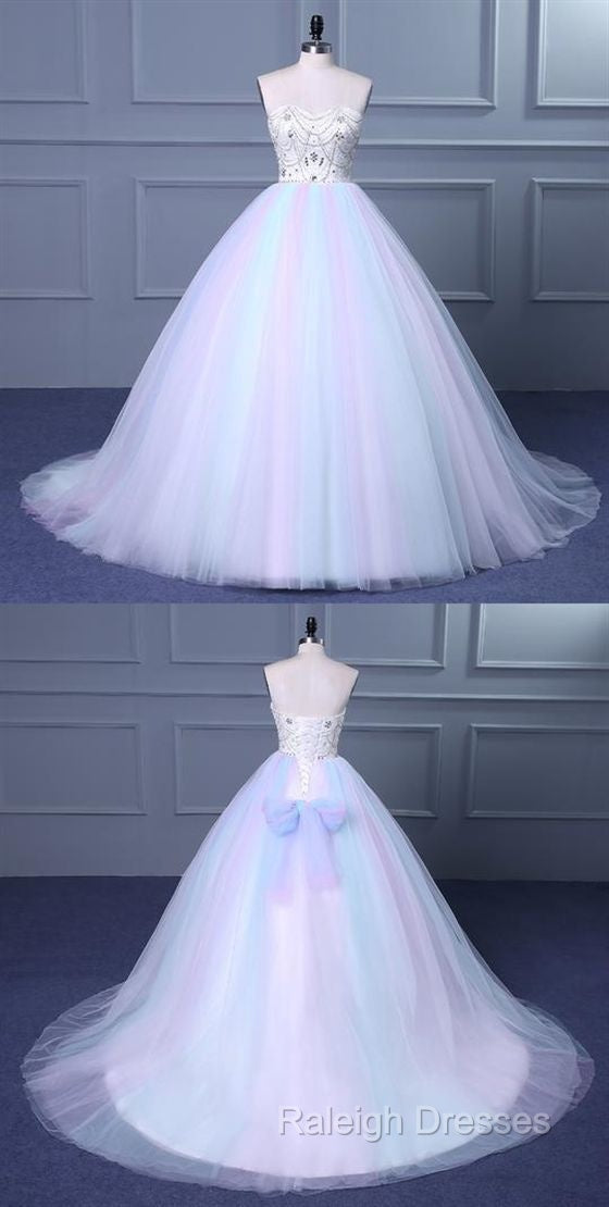 Unique Strapless Sweetheart A Line Wedding Dresses Beaded Bridal Prom Gown