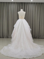 Unique Sweetheart Neck Tulle Long Prom Dresses, Tulle Graduation With Beading Sequin