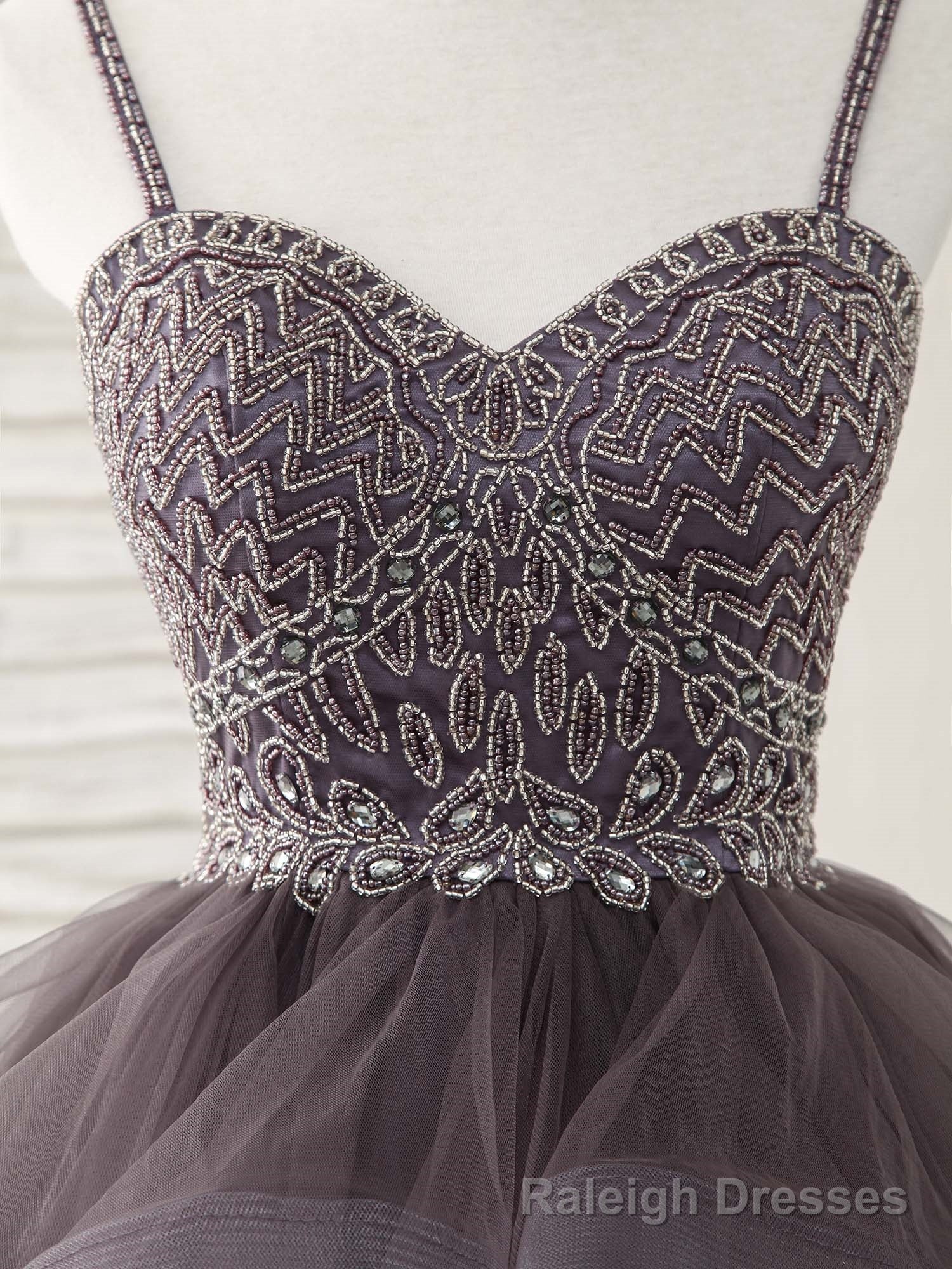 Unique Sweetheart Tulle Beads Short Prom Dress Cute Homecoming Dress