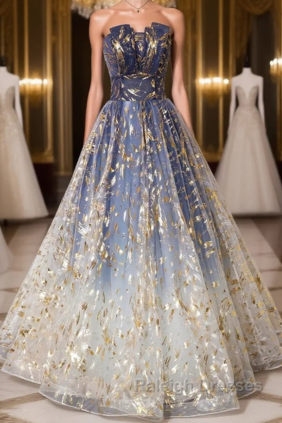 Unique tulle lace long prom dress tulle formal dress Main image