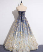 A-Line Tulle Lace Long Prom Dresses Tulle Lace Prom Graduation Prom Dresses