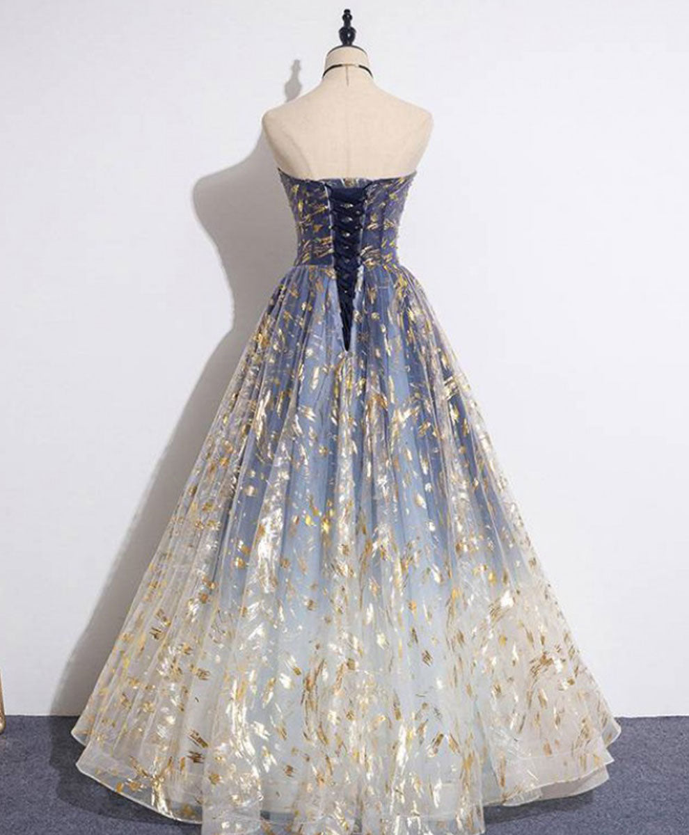 A-Line Tulle Lace Long Prom Dresses Tulle Lace Prom Graduation Prom Dresses
