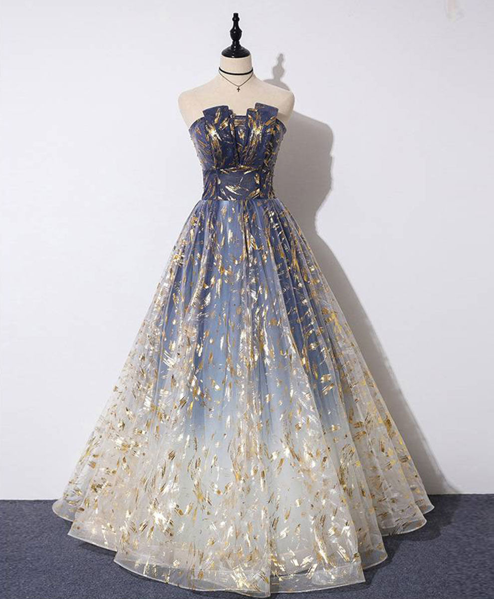 A-Line Tulle Lace Long Prom Dresses Tulle Lace Prom Graduation Prom Dresses
