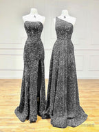 Unique Velvet Sequin Mermaid Burgundy Long Prom Dress, Burgundy Formal Prom Dress
