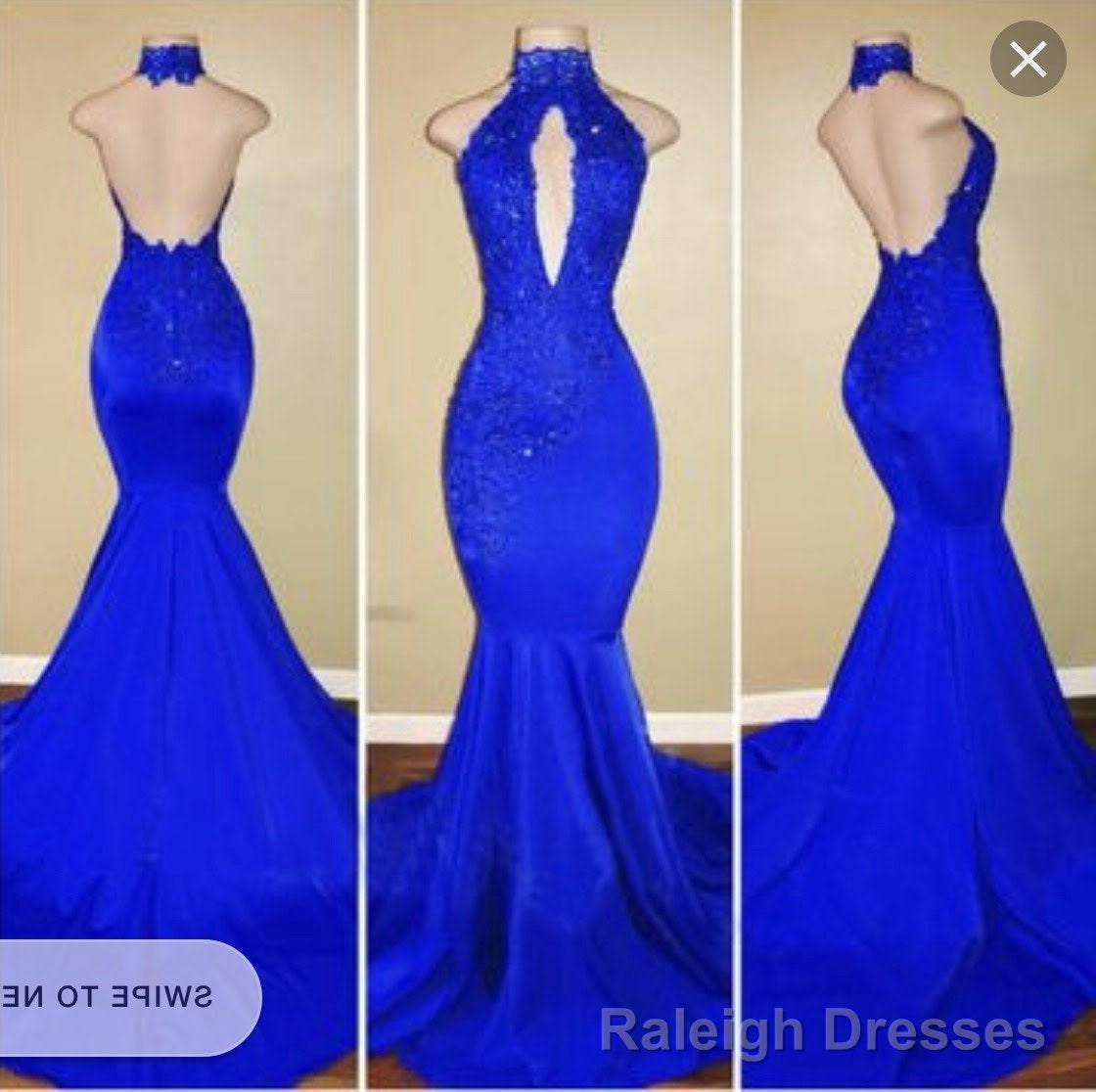 2025 Halter Blue Mermaid Prom Dresses Main image