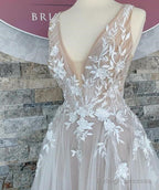 V-Neck A-Line Wedding Dresses Bridal Gowns Dress For Brides