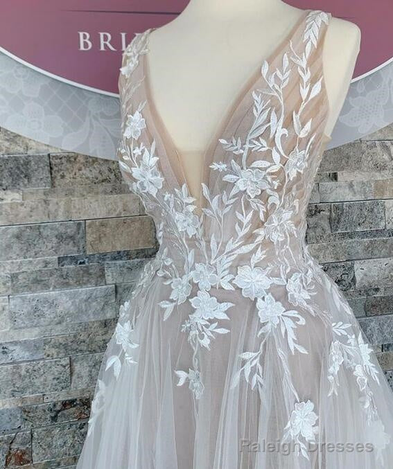 V-Neck A-Line Wedding Dresses Bridal Gowns Dress For Brides