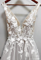 V-Neck A-Line Wedding Dress, Bridal Gown ,Dresses For Brides