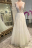 V Neck A Line Wedding Dress with Appliques