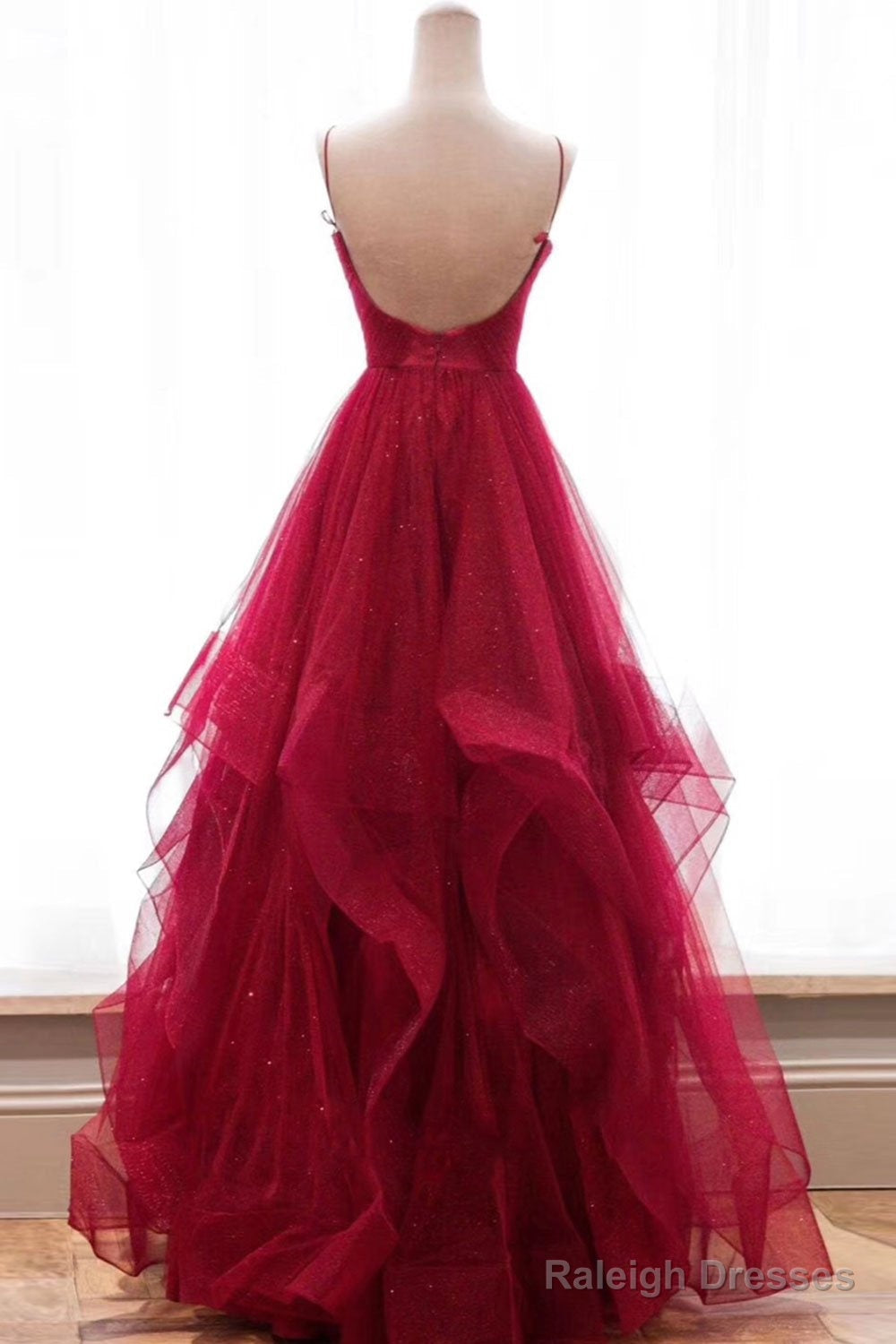 V Neck Backless Burgundy Prom Dress Burgundy Backless Wedding Dress Burgundy Prom Gowns Secondary image