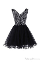 V-Neck Beads Chiffon Homecoming Dress Short Prom Dress