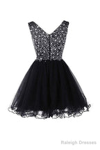 V-Neck Beads Chiffon Homecoming Dresses Short Prom Dresses