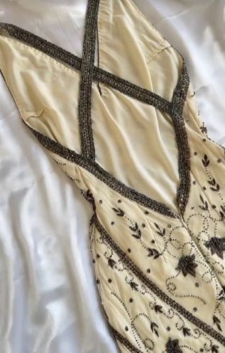 Fairytale Cream Beige/Black/Pink V Neck Sophisticated Elegant Floral Long Prom Dresses