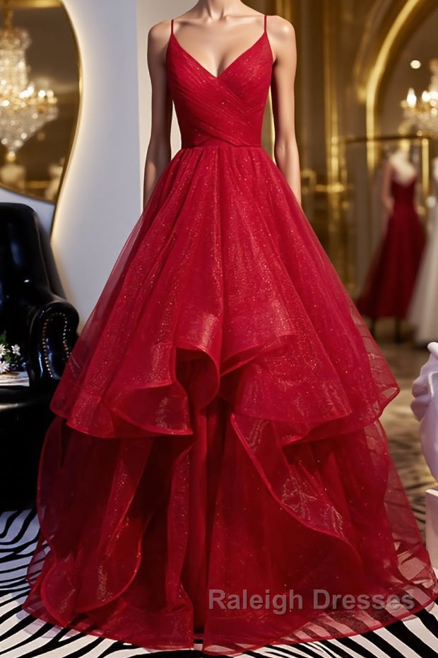 V Neck Burgundy Prom Dresses, Wine Red V Neck Formal Evening Dresses Main image