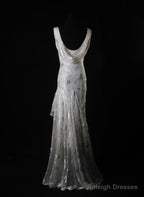 V-Neck Chiffon Beaded Long Prom Dress Simple Mermaid Wedding Dress