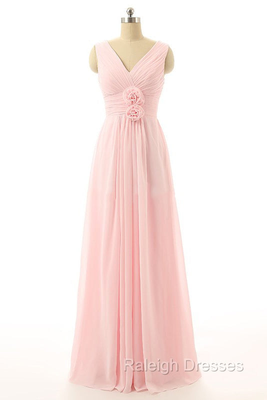 V-Neck Chiffon With Flower(S) Bridesmaid Dresses